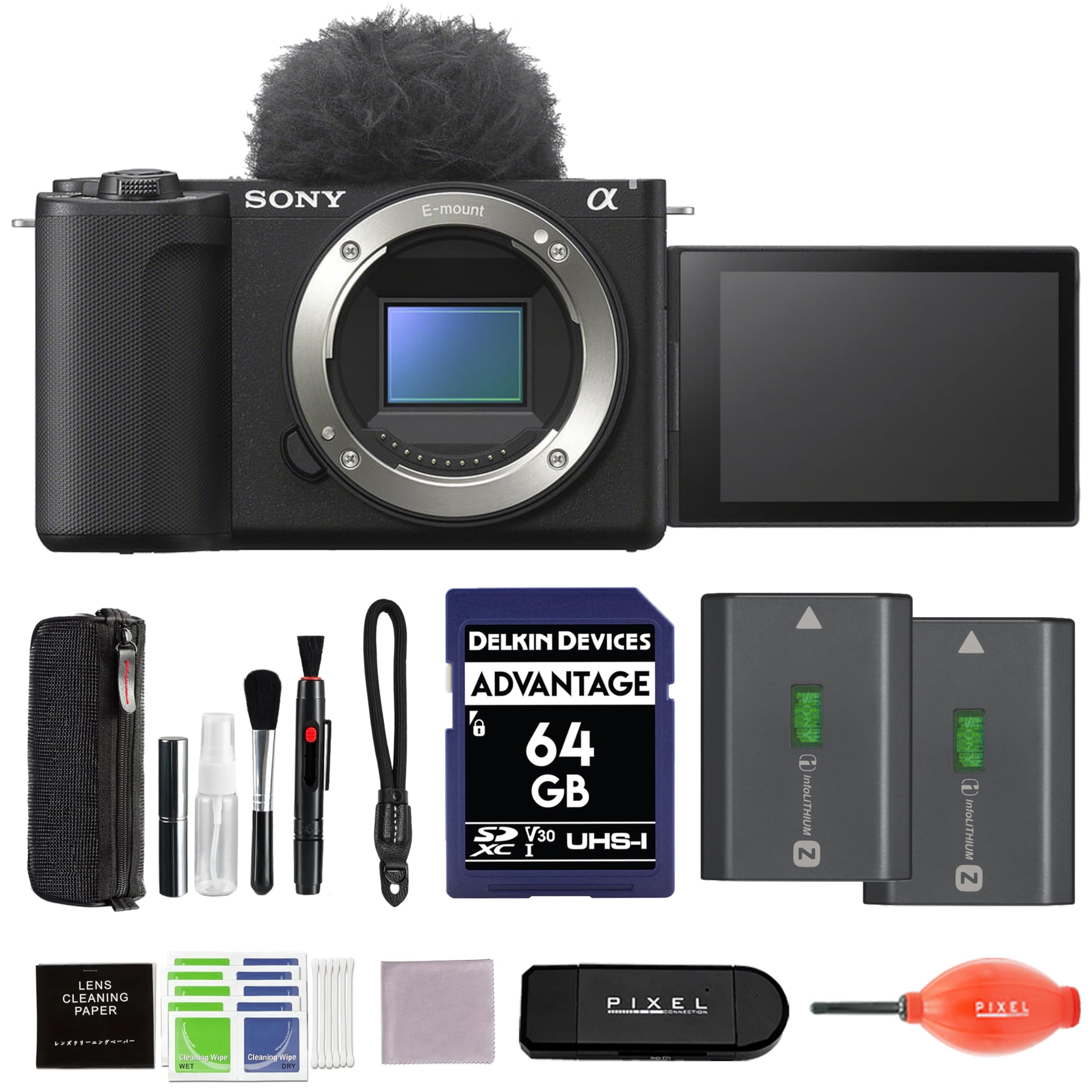 Sony ZV-E10 II Mirrorless Camera Black Bundle with Extra FZ